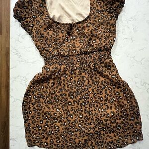 Leopard Print Dress with Smocked Waist
